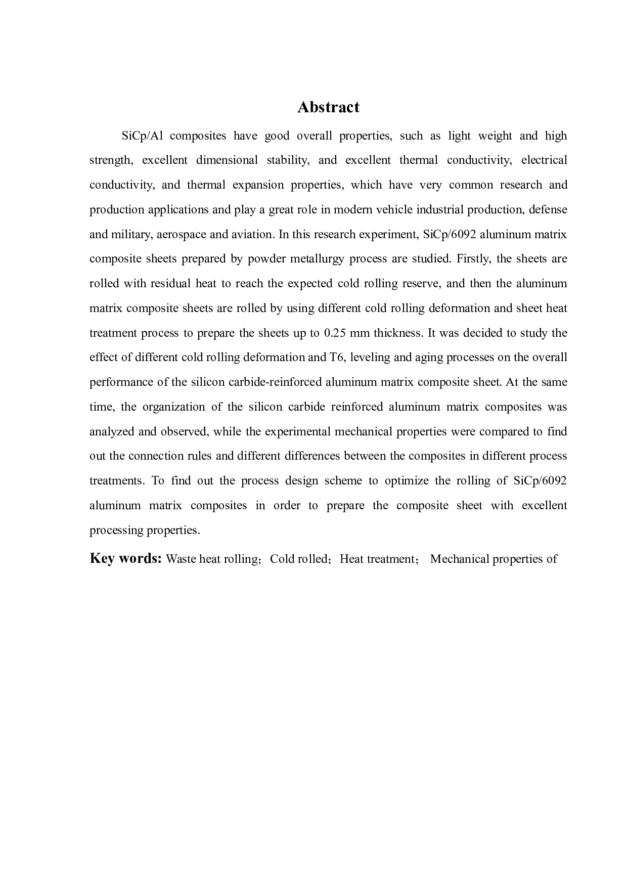 SiC增强铝基复合材料薄板轧制工艺研究-14476字.pdf 第1页