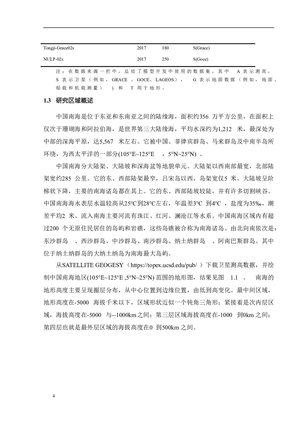 中国南海地区不同重力场模型对比分析-12364字.docx 第7页