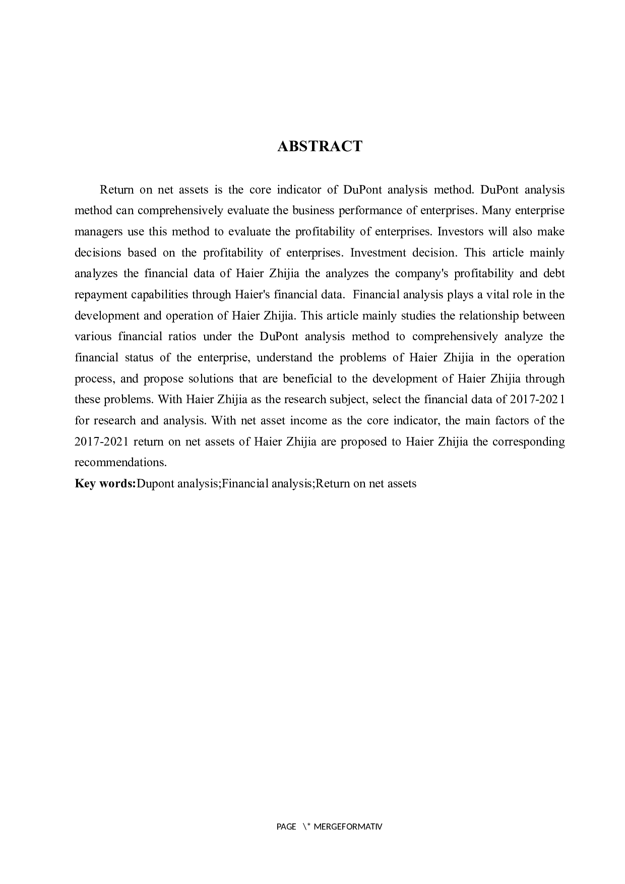 基于杜邦分析的海尔智家财务分析-9553字.docx 第2页