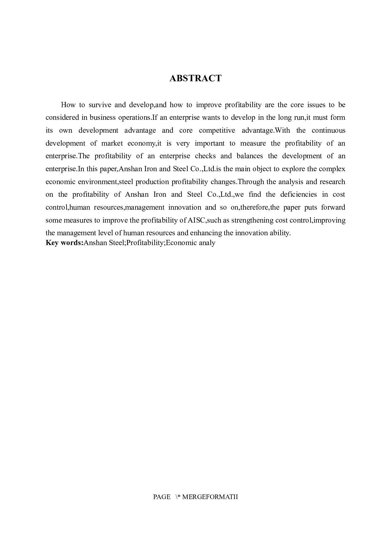 本科毕业设计（论文）_鞍钢股份有限公司盈利能力分析-9457字.docx 第2页