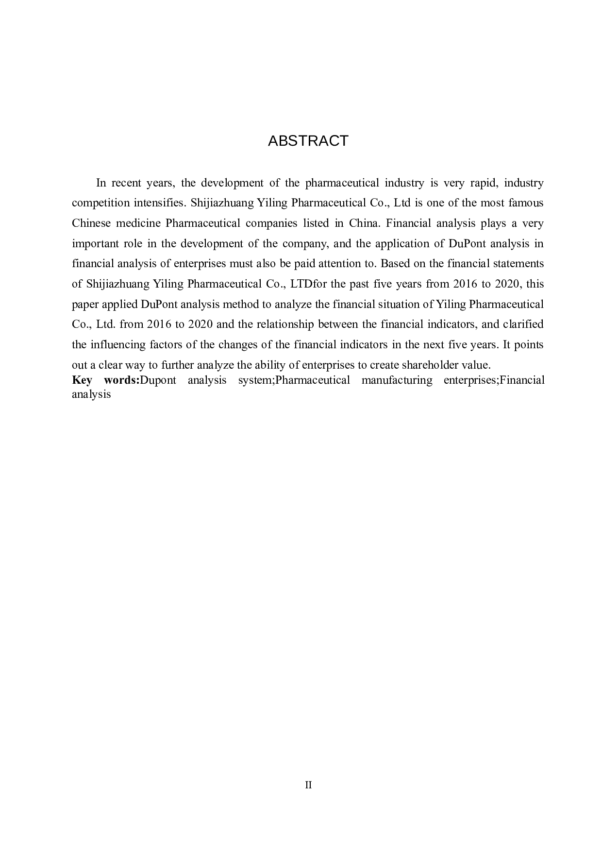 杜邦分析法在以岭药业股份公司财务分析中的应用研究-10570字.docx 第2页