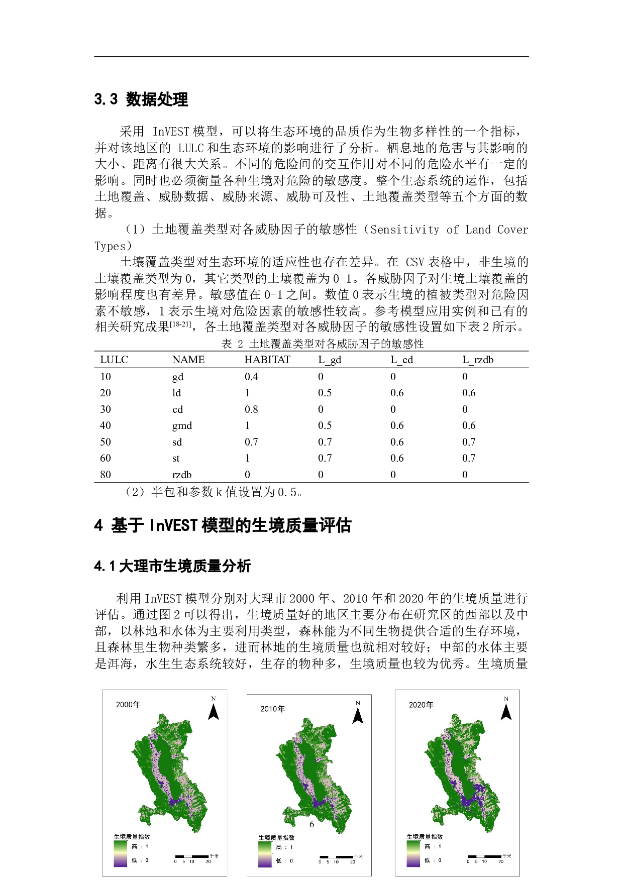 基于InVEST模型的大理市生境质量时空动态分析-8133字.docx 第10页