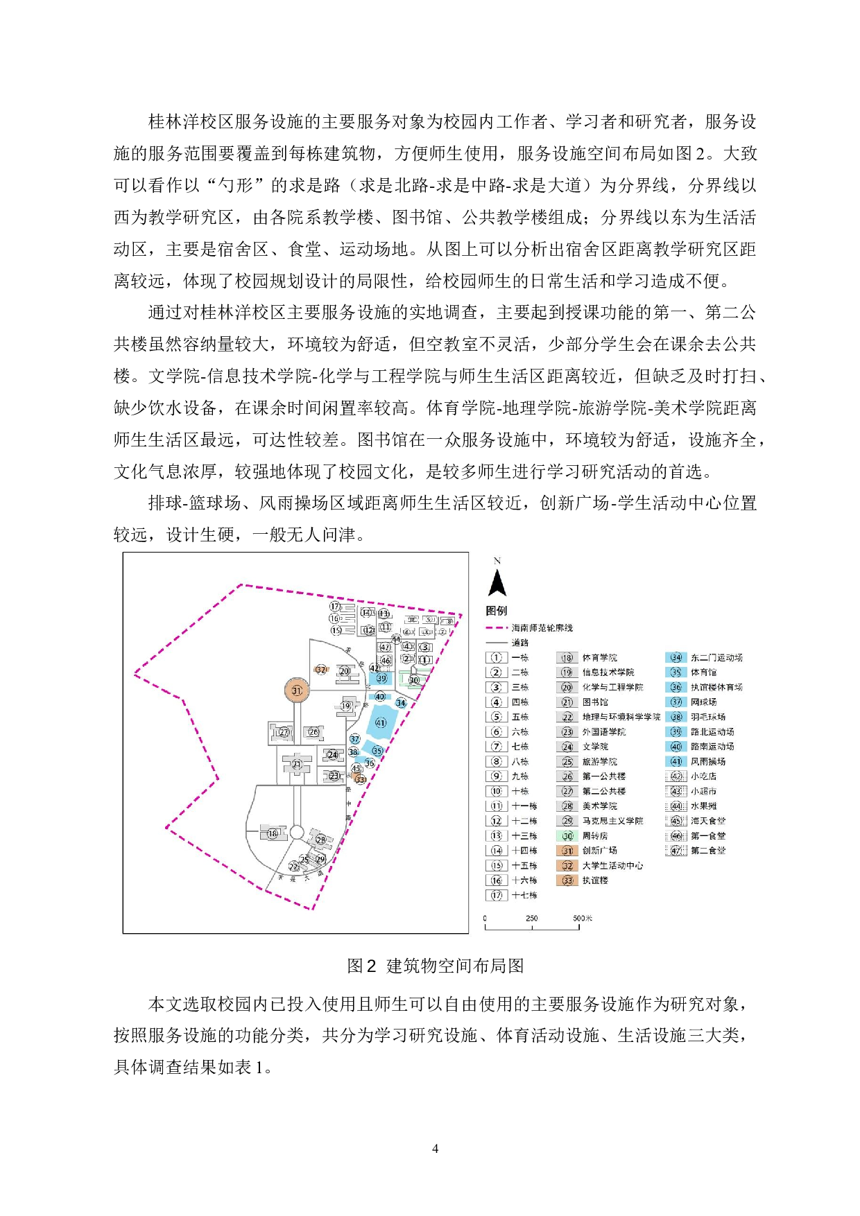 海南师范大学桂林洋校区主要服务设施的空间分布与慢行可达性研究-8623字.docx 第6页