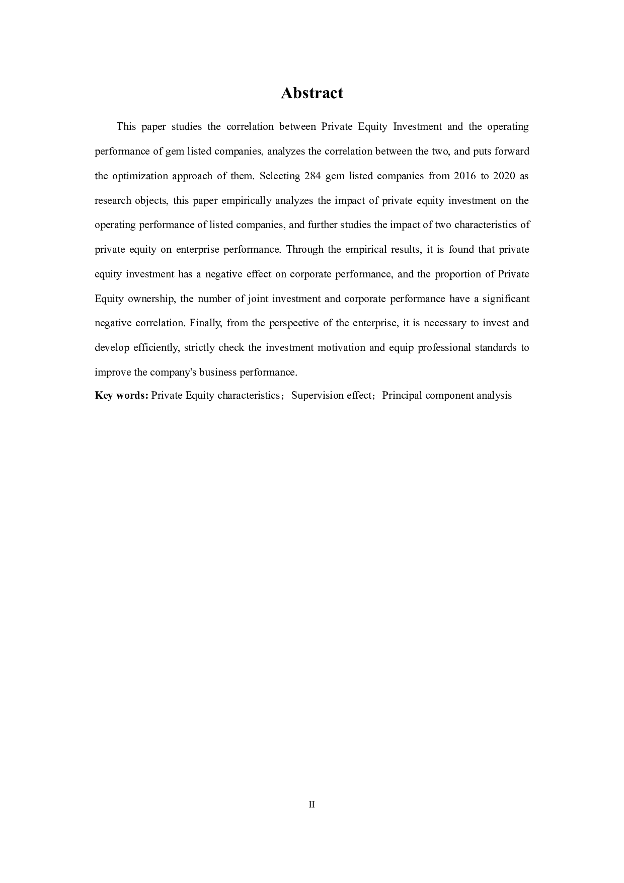 私募股权投资对公司经营业绩的影响&mdash;&mdash;以创业板上市公司为例-14037字.docx 第1页