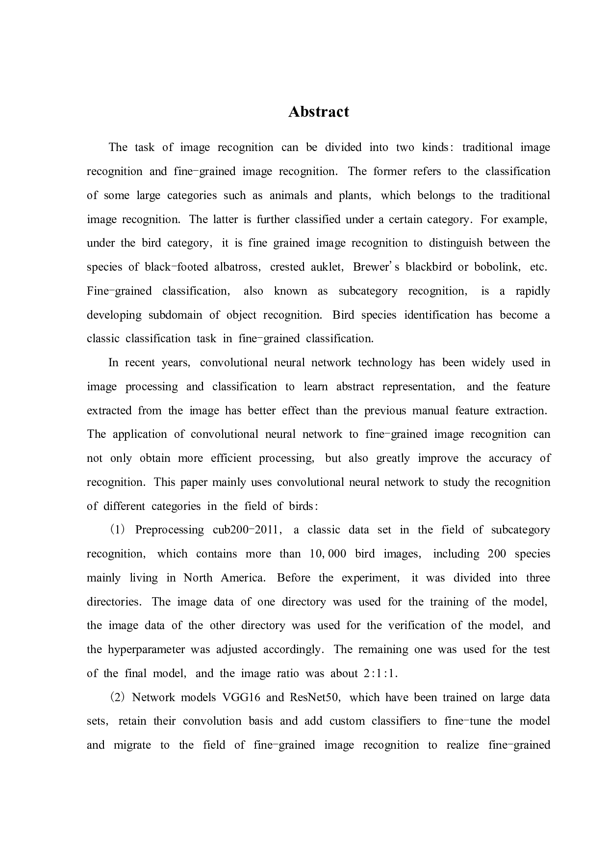 基于卷积神经网络的鸟类图像细粒度识别-14502字.pdf 第2页