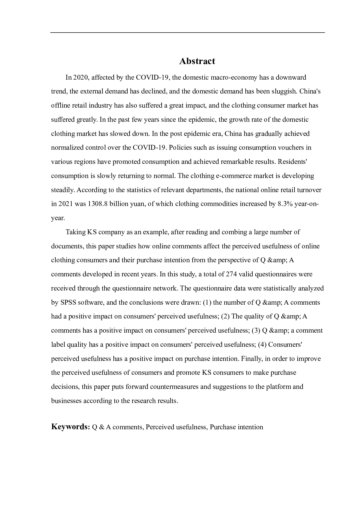 KS在线评论对消费者购买意愿的影响因素研究-24750字.pdf 第1页