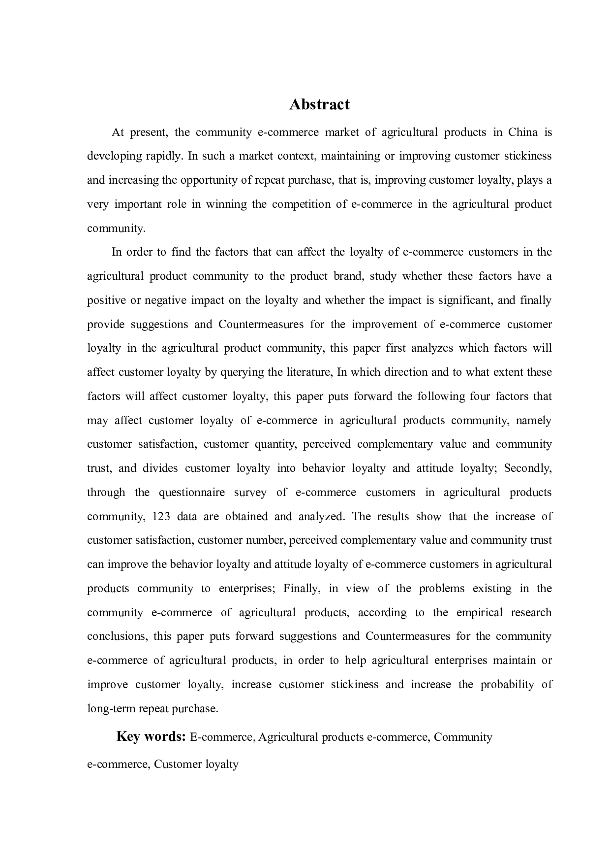 农产品社群电商用户对产品品牌忠诚度的影响因素研究-21935字.pdf 第1页