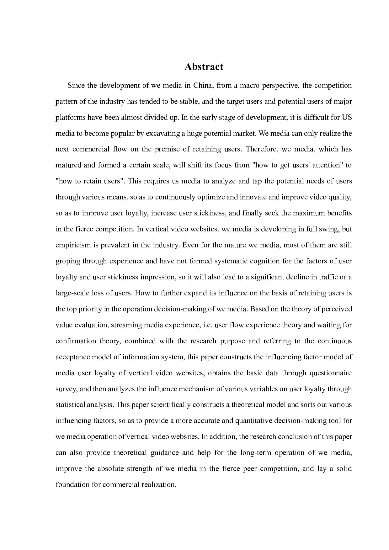 垂直视频网站自媒体运营影响用户忠诚度和流量的因素研究-21223字.pdf 第1页