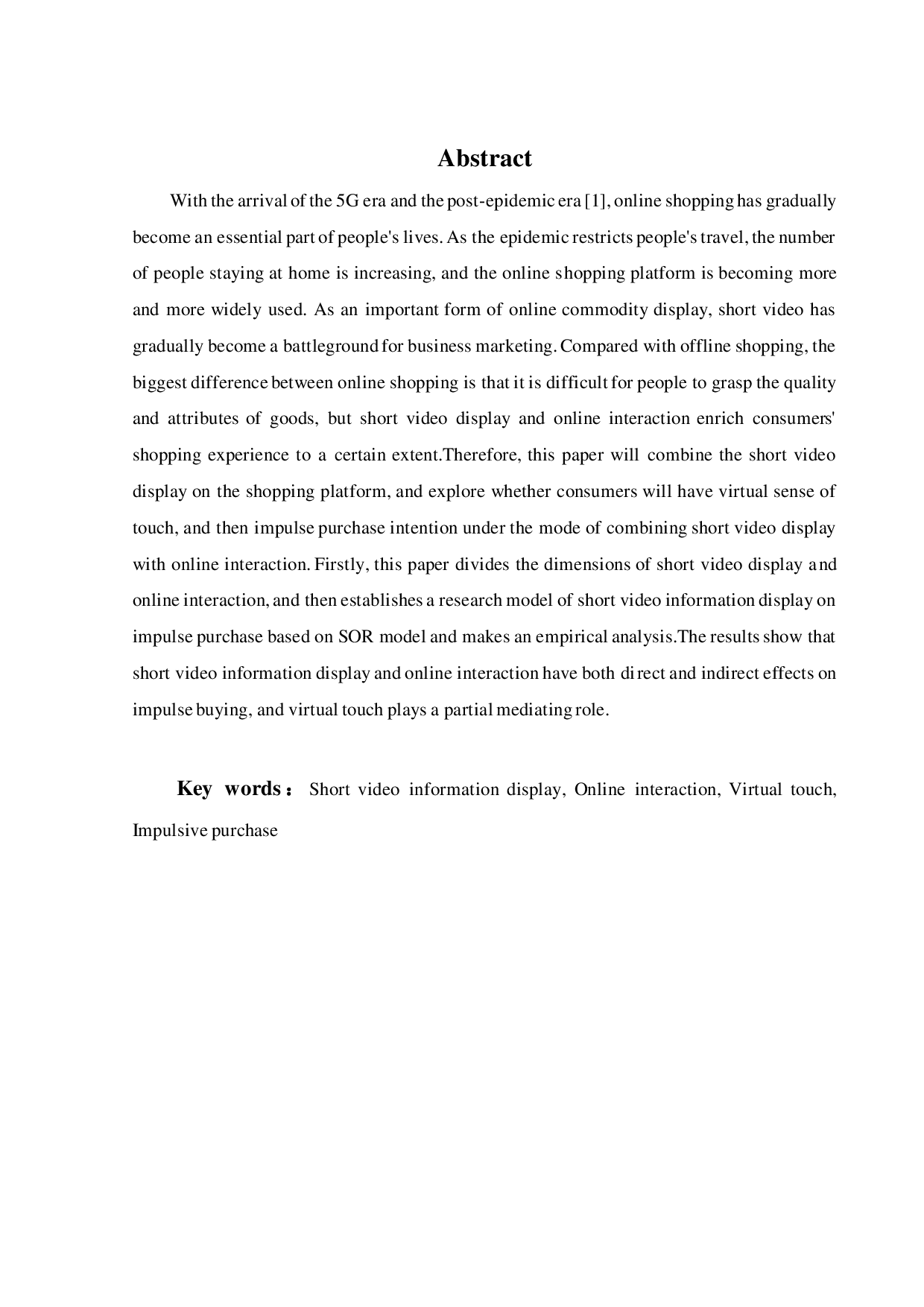 短视频展示与在线互动对消费者冲动性购买的影响-19332字.pdf 第1页