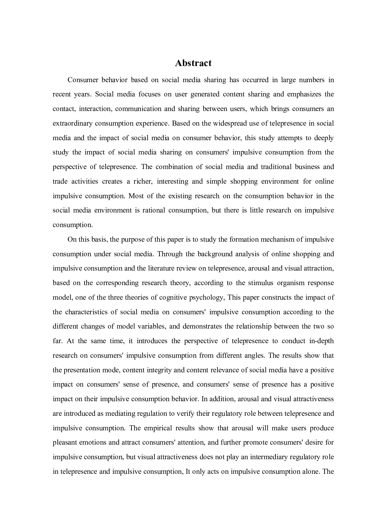 社交媒体分享对消费者冲动性消费的影响&mdash;&mdash;基于临场感视角-19548字.pdf 第1页