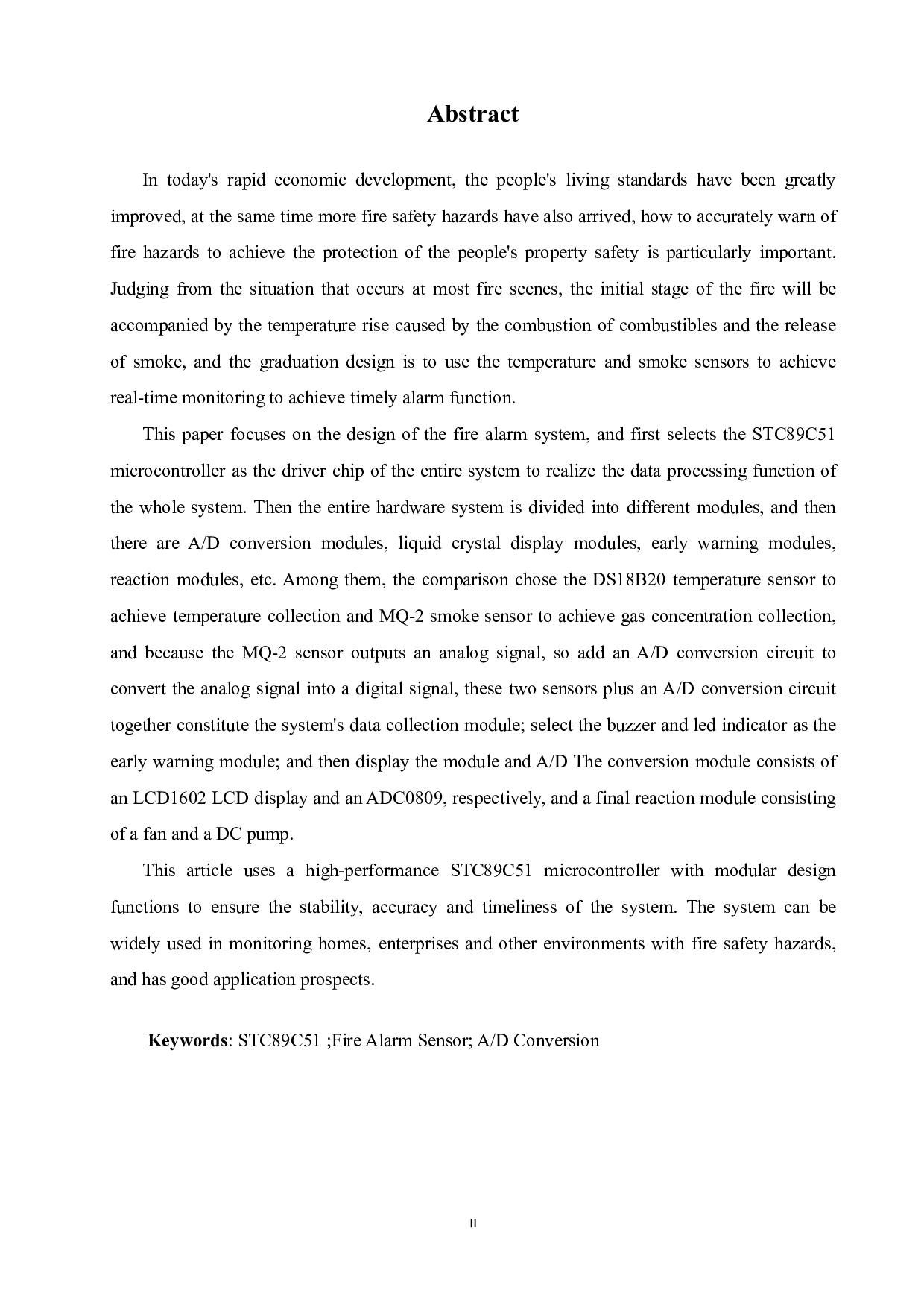 基于单片机的火灾报警系统的设计-15338字.pdf 第2页