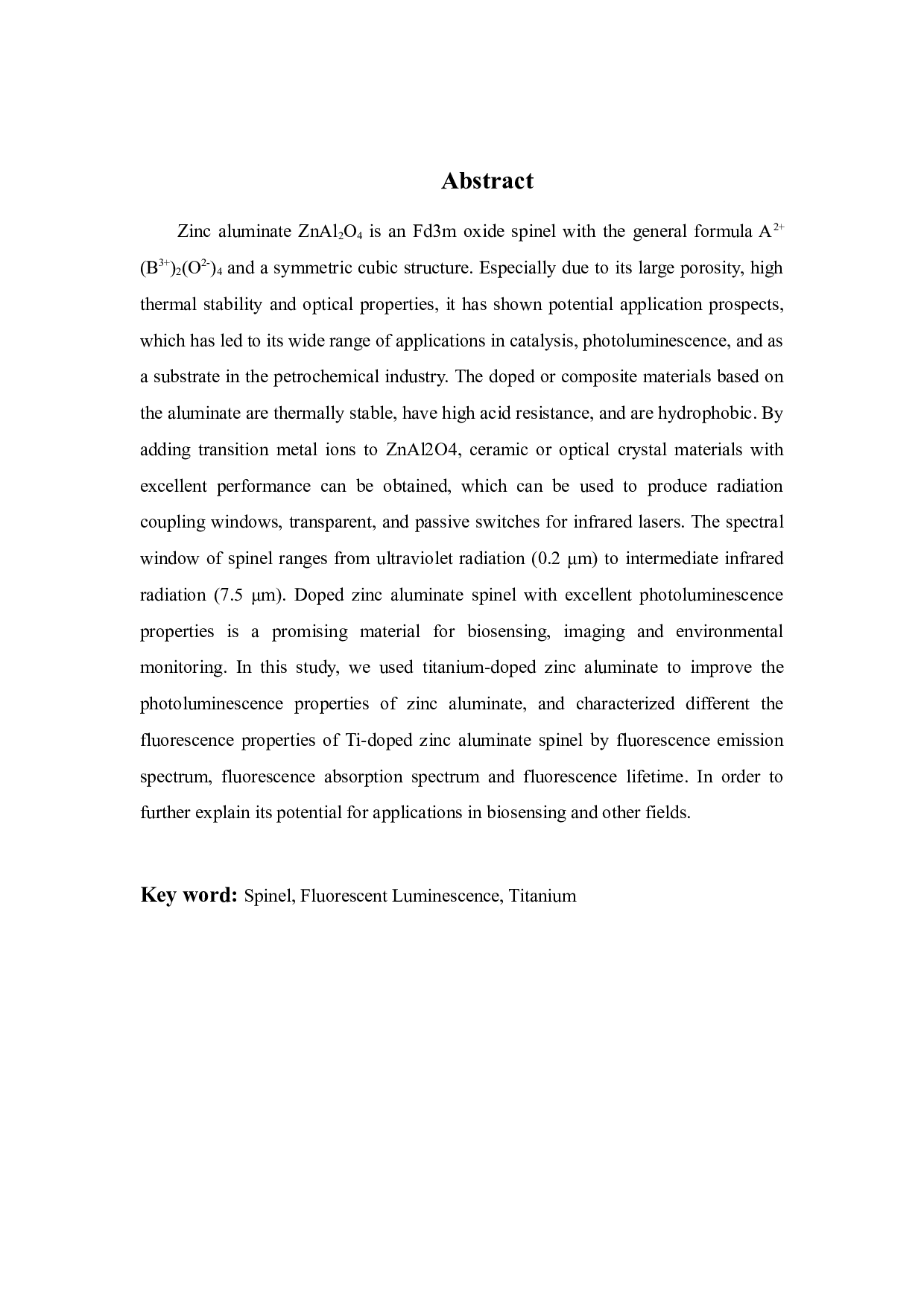 钛掺杂尖晶石材料荧光性能研究-10159字.docx 第3页