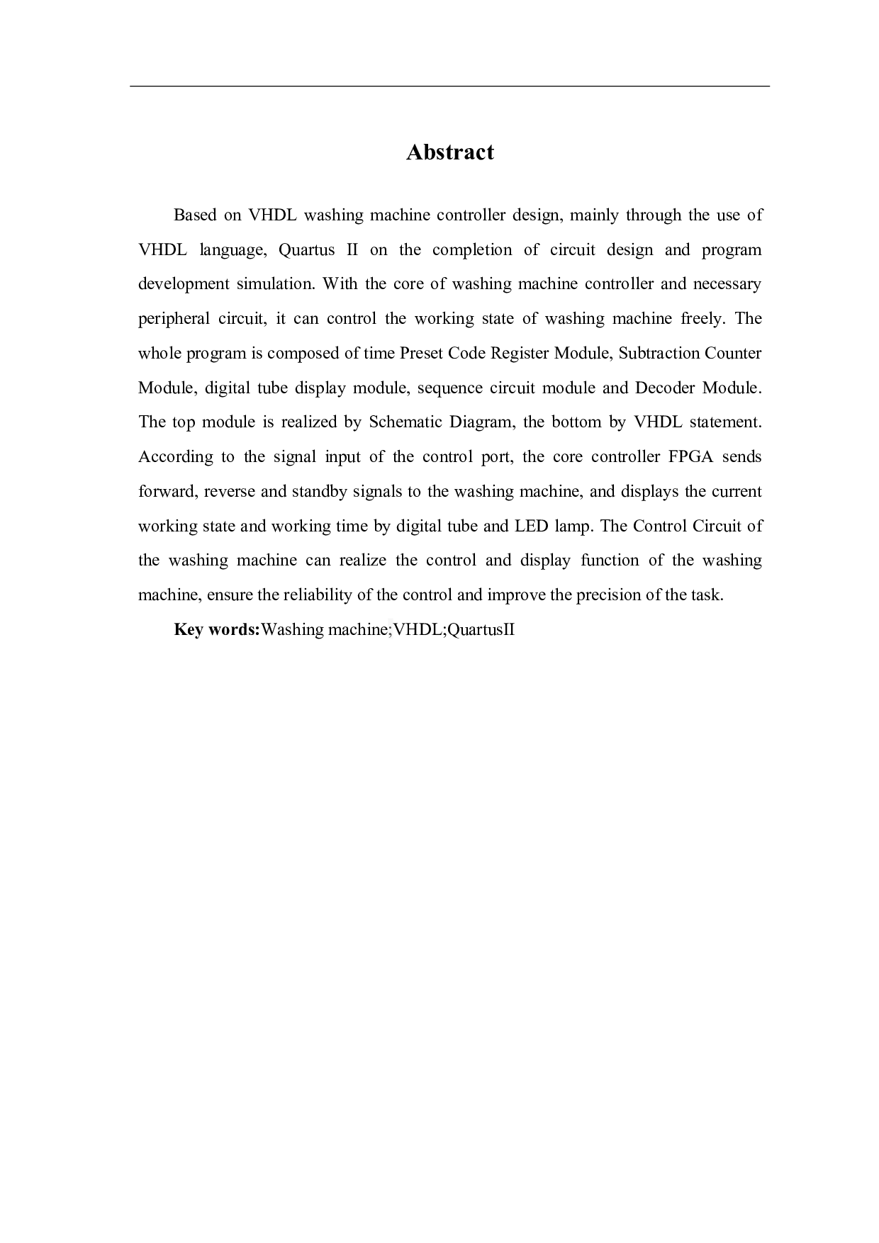 基于VHDL的洗衣机控制器设计-5798字.pdf 第1页