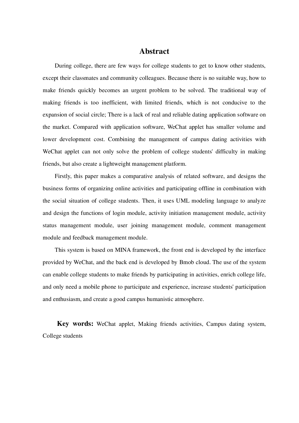 基于微信小程序的校园交友系统的设计与实现-23240字.pdf 第1页