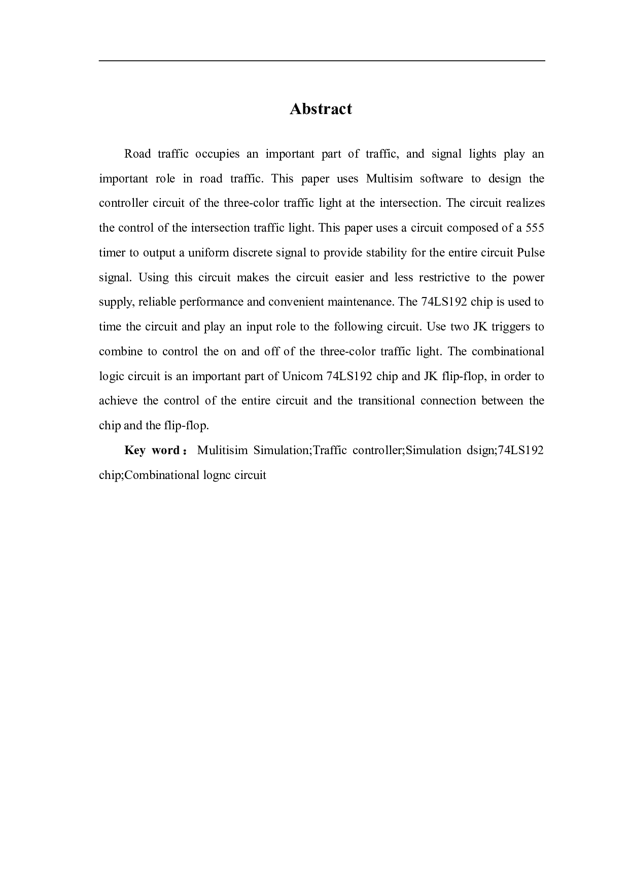 基于multisim 进行十字路口红绿灯控制-7242字.pdf 第1页