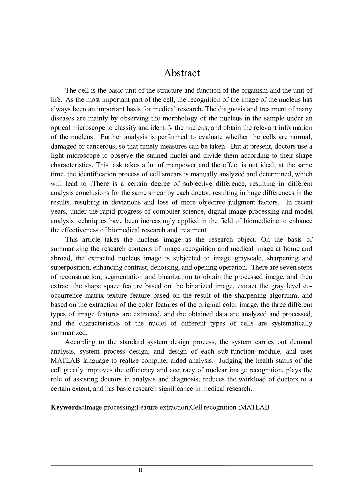 基于MATLAB语言的细胞核图像识别系统设计与实现-13858字.docx 第2页