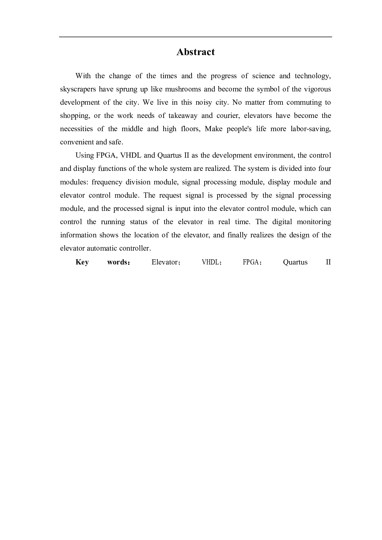 基于FPGA的电梯控制器的设计-7587字.pdf 第1页