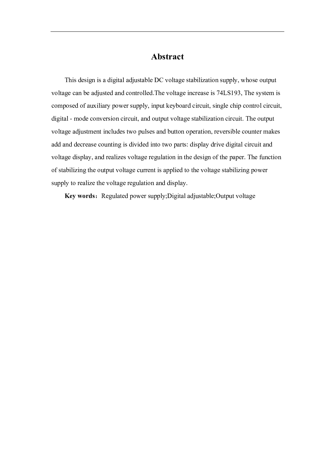 基于74LS193数字可调直流稳压电源的设计与仿真-6726字.pdf 第1页