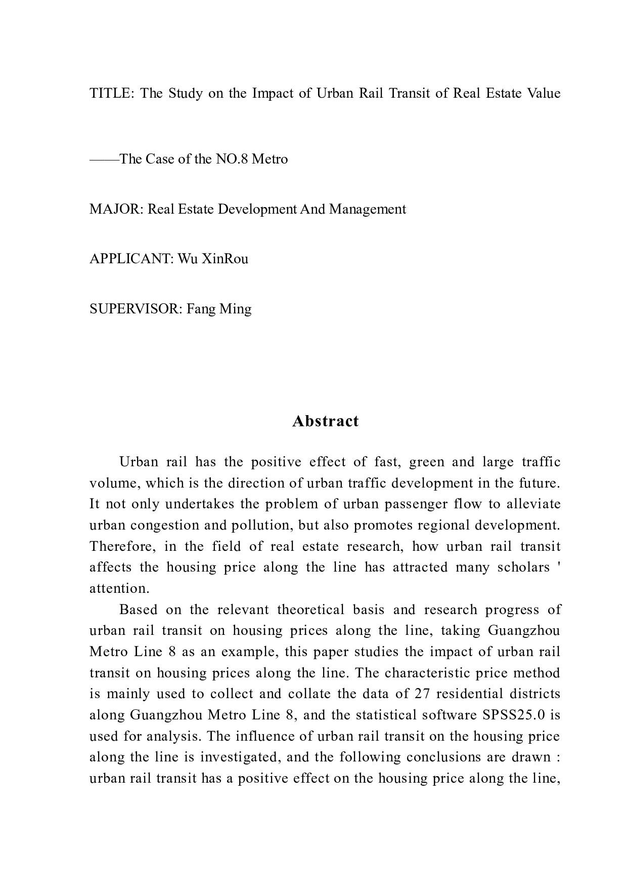 城市轨道交通对沿线住宅价格的影响&mdash;&mdash;以广州地铁8号线为例-11317字.docx 第3页