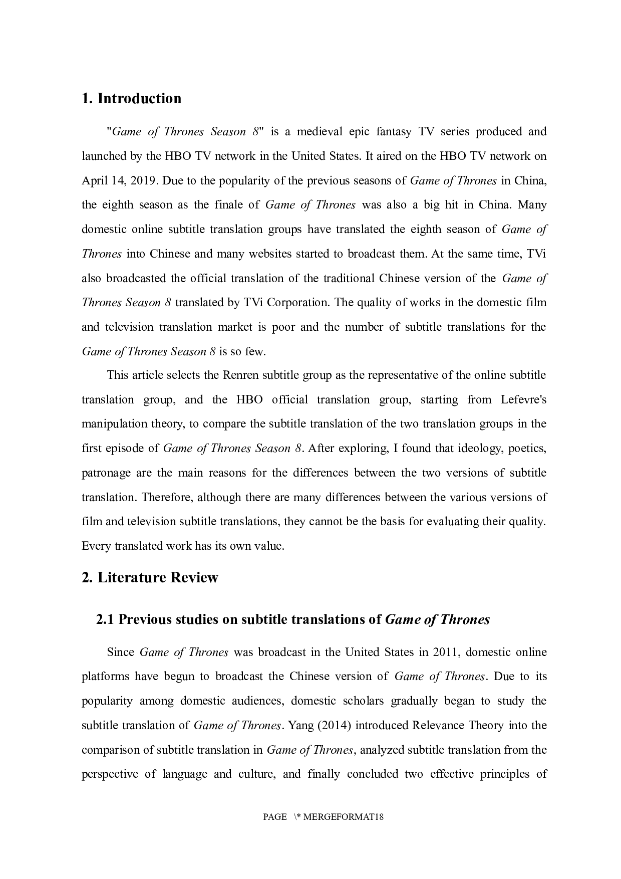 基于操纵论的字幕翻译对比探究&mdash;&mdash;以人人字幕组和TVI译制的《权力的游戏》第八季第一集两个版本为例-7810字.docx 第4页