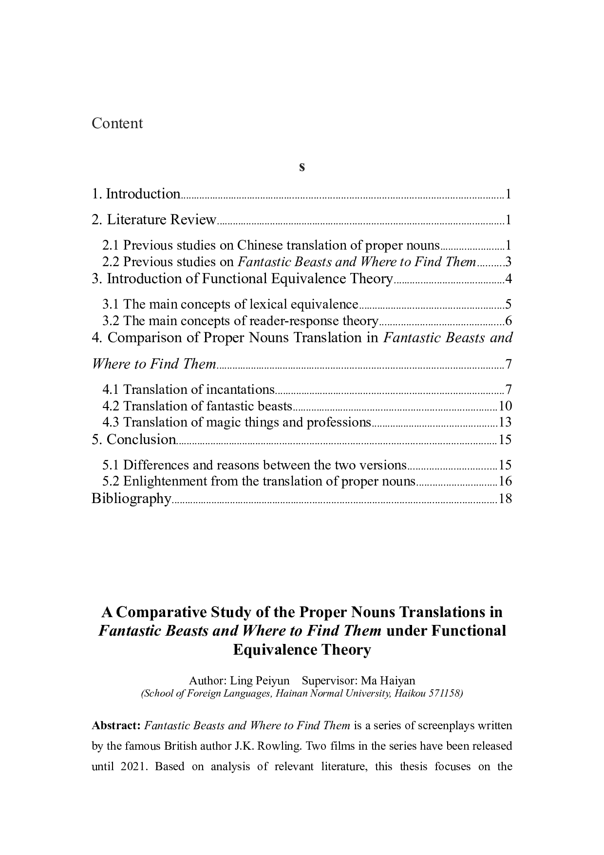 功能对等理论下《神奇动物在哪里》中的专有名词汉译对比研究-6917字.docx 第1页