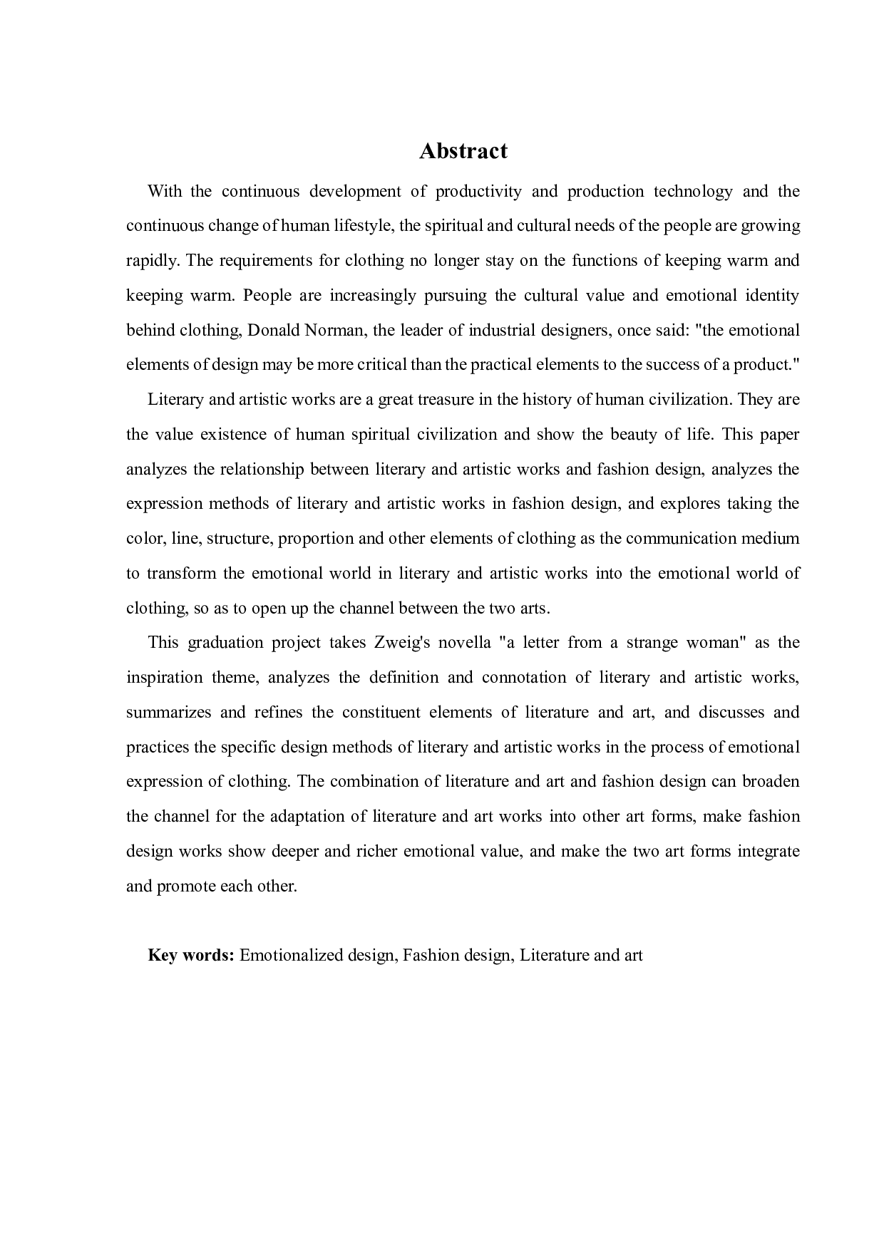 文学艺术作品的服装情感表达手法与设计实践-12718字.pdf 第1页