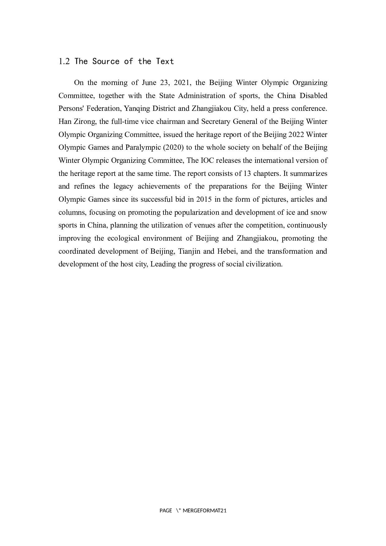 《冬奥遗产，造福人民》汉译英翻译实报告-10481字.docx 第6页