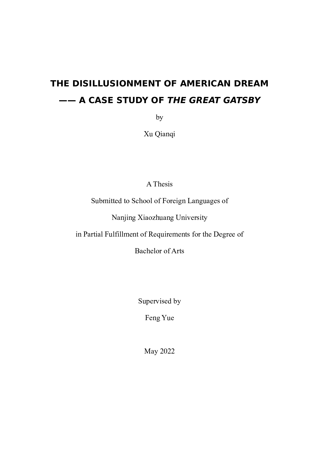 美国梦幻灭的解读&mdash;&mdash;以《了不起的盖茨比》为例-7244字.docx 第1页