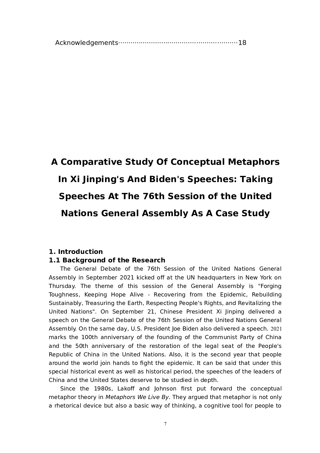 习近平和拜登演讲中概念隐喻的对比分析&mdash;&mdash;以76届联合国大会一般性辩论中的演讲为例-11515字.docx 第5页