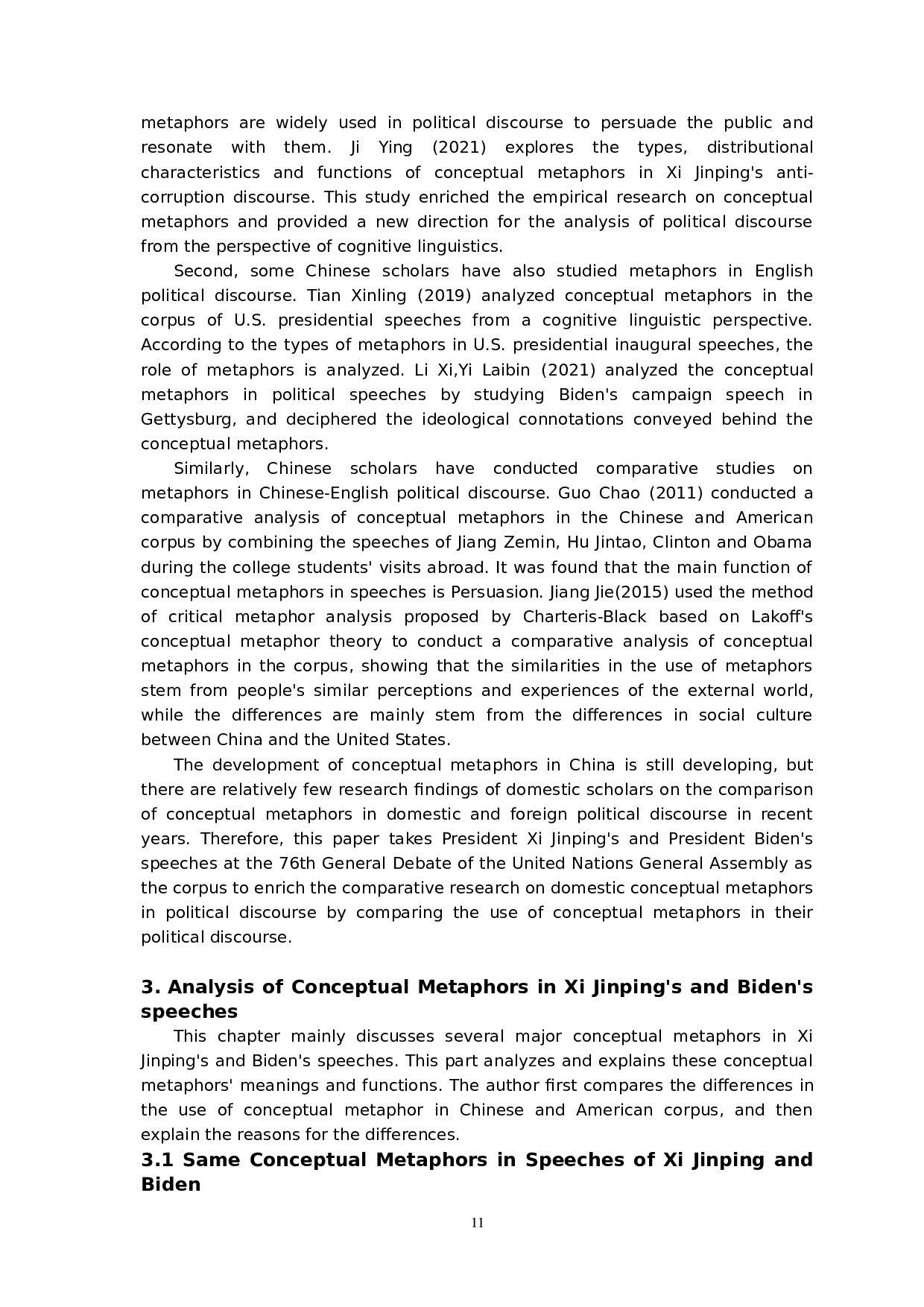 习近平和拜登演讲中概念隐喻的对比分析&mdash;&mdash;以76届联合国大会一般性辩论中的演讲为例-11515字.docx 第9页