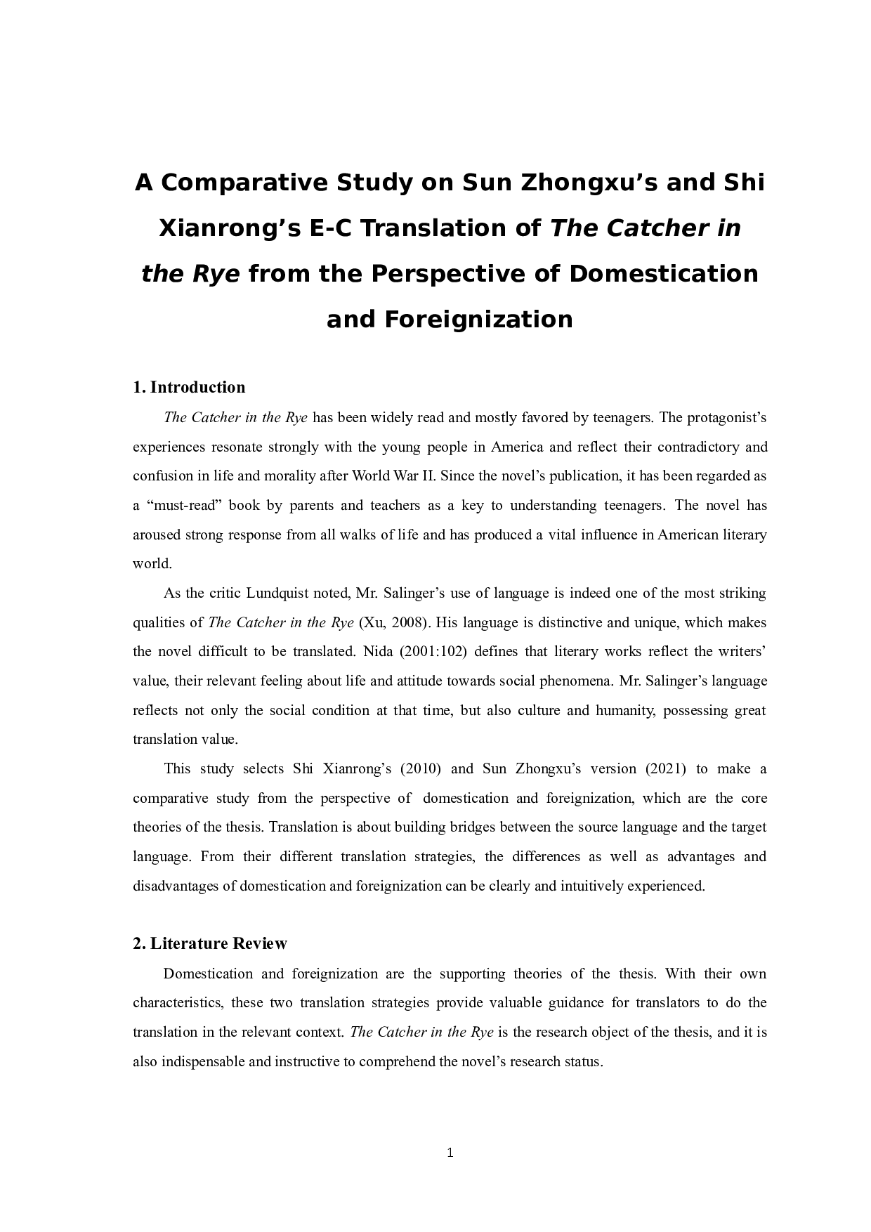 归化与异化翻译策略下《麦田里的守望者》中译本对比研究&mdash;&mdash;以孙仲旭和施咸荣译本为例-8021字.doc 第4页