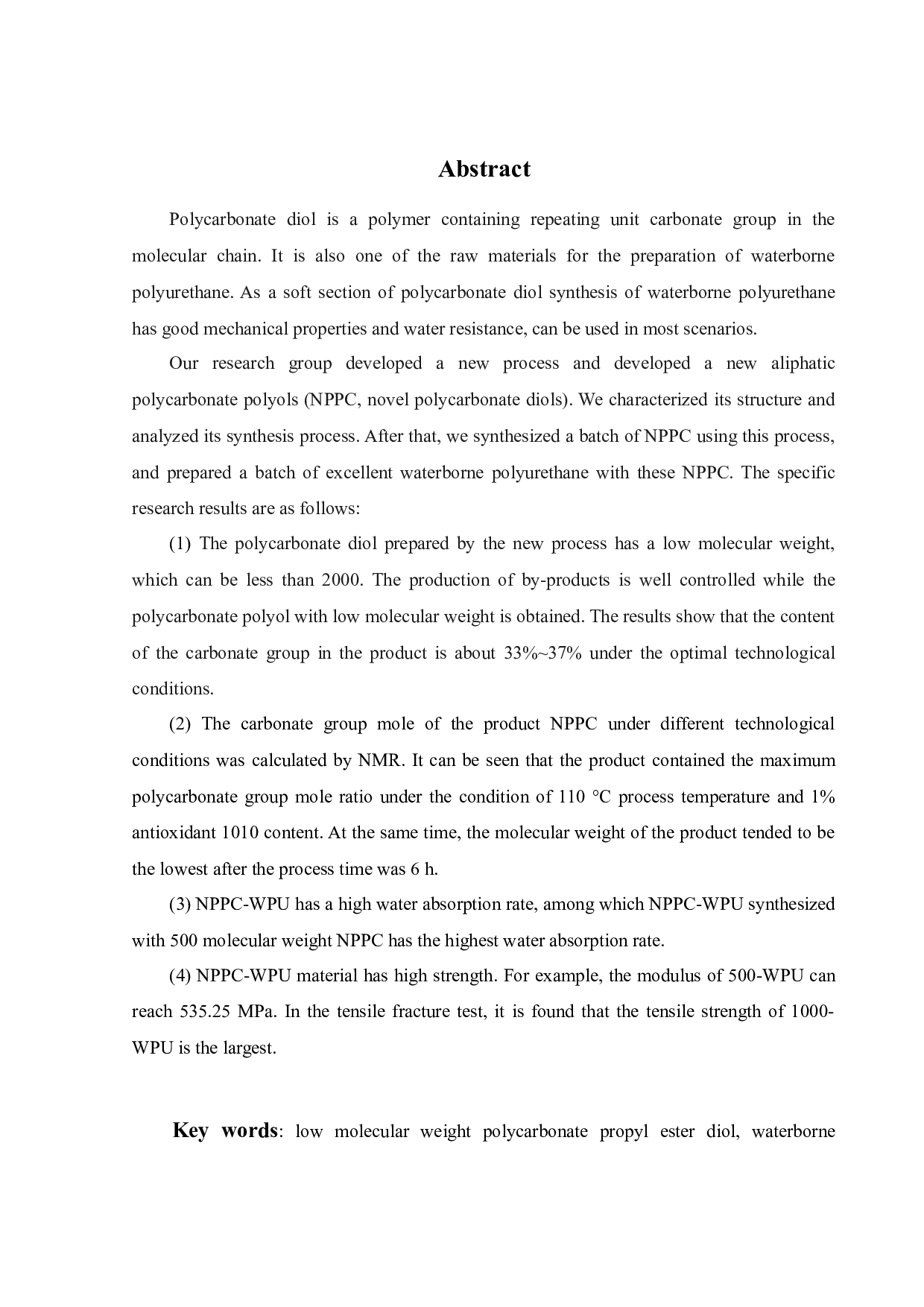 低分子量聚碳酸酯多元醇的合成及其水性聚氨酯制备的研究-15783字.docx 第3页