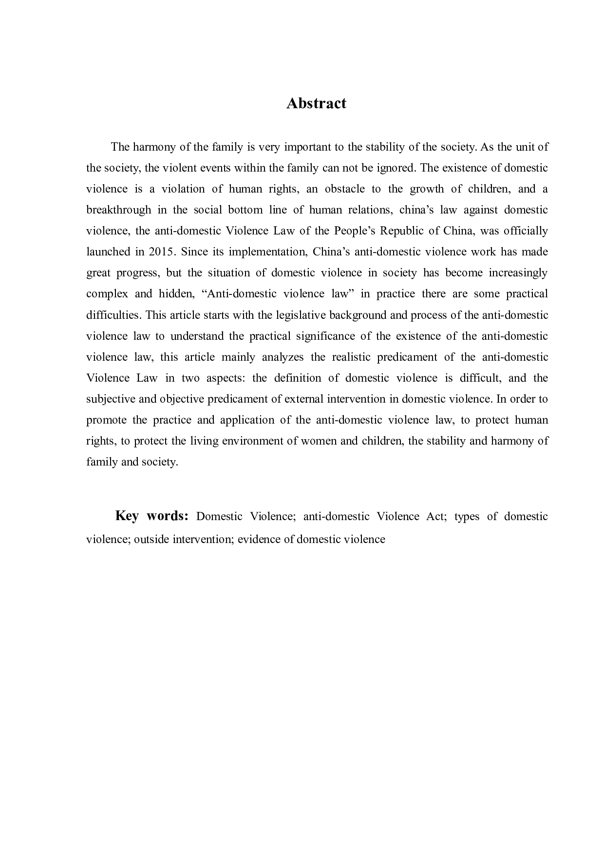 家暴不是家务事&mdash;&mdash;关于《反家庭暴力法》的法律实践困境及对策-16257字.pdf 第1页