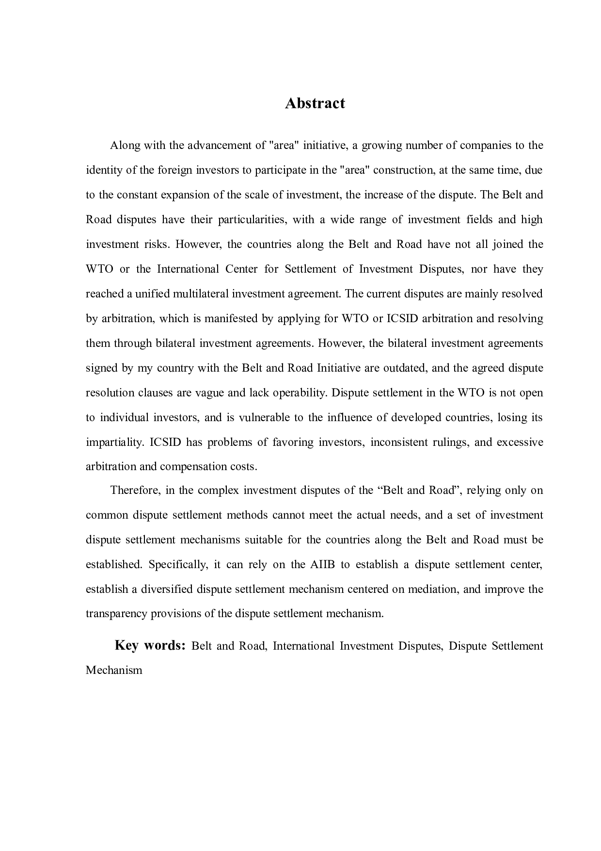 论&ldquo;一带一路&rdquo;国际投资争端解决机制的构建-11005字.docx 第1页