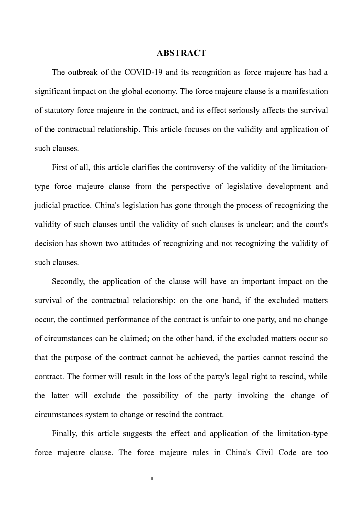 限缩型不可抗力条款的效力与适用研究-9253字.docx 第4页