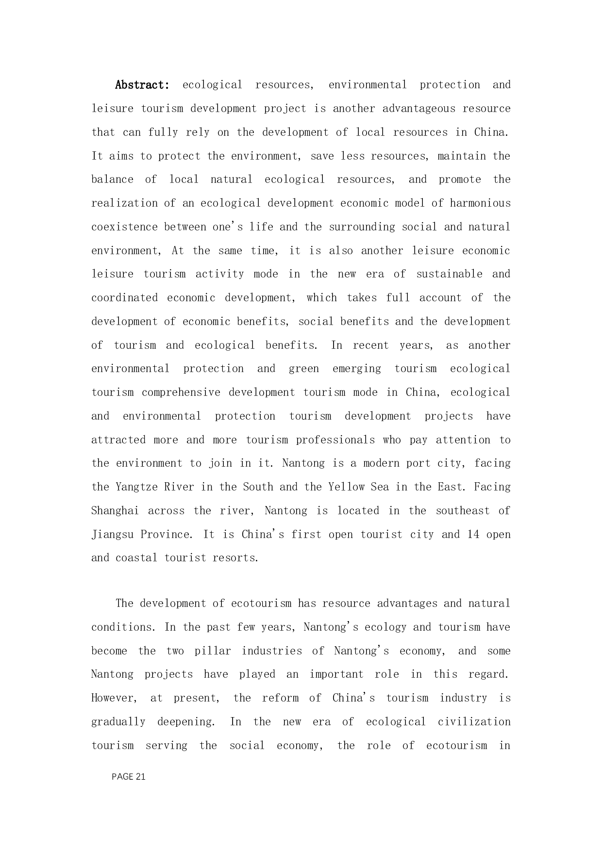 生态旅游发展中地方政府作用研究&mdash;&mdash;以江苏省南通市为例-11239字.docx 第1页