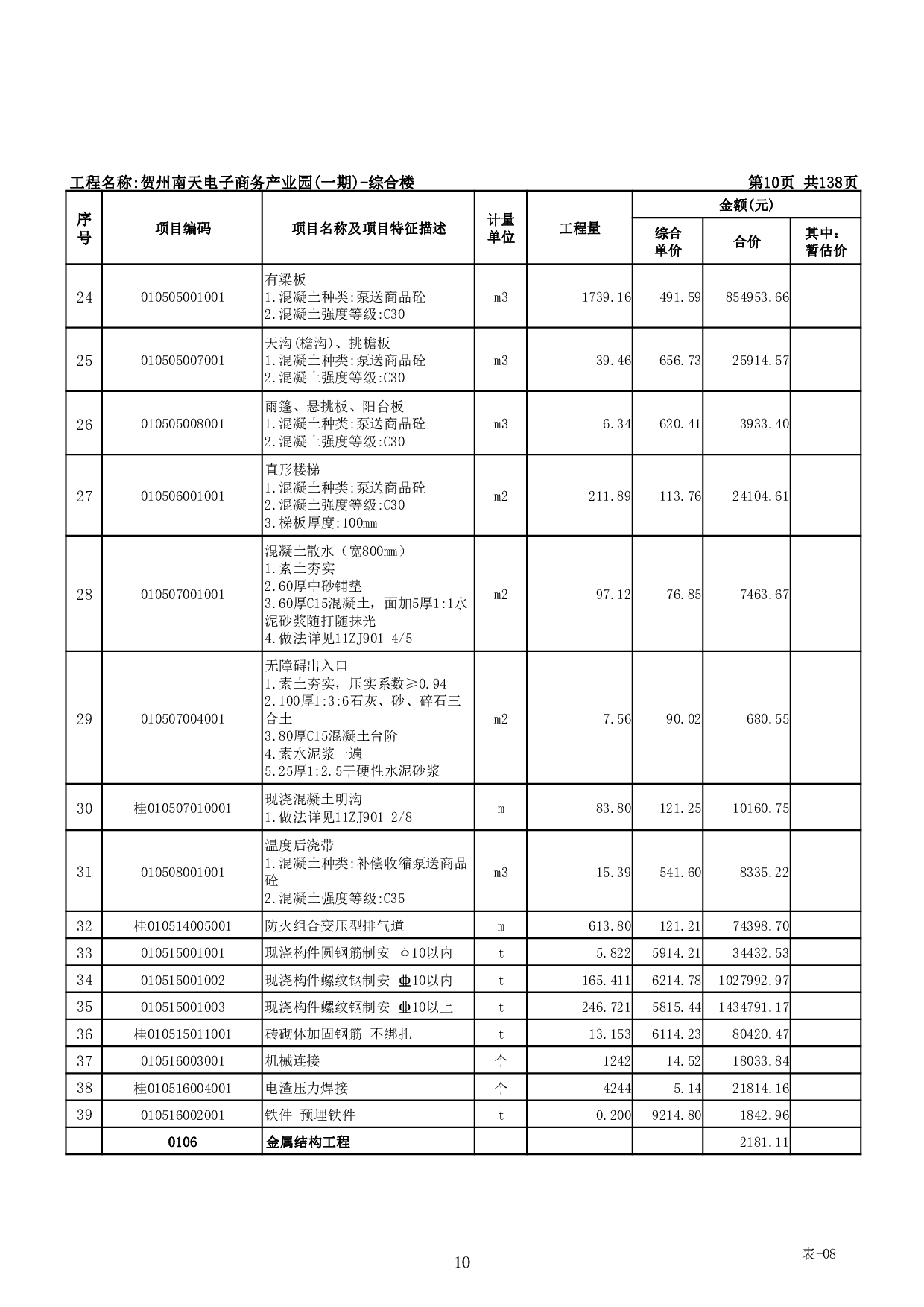 贺州南天电子商务产业园(一期)-综合楼工程招标控制价-53773字.pdf 第8页