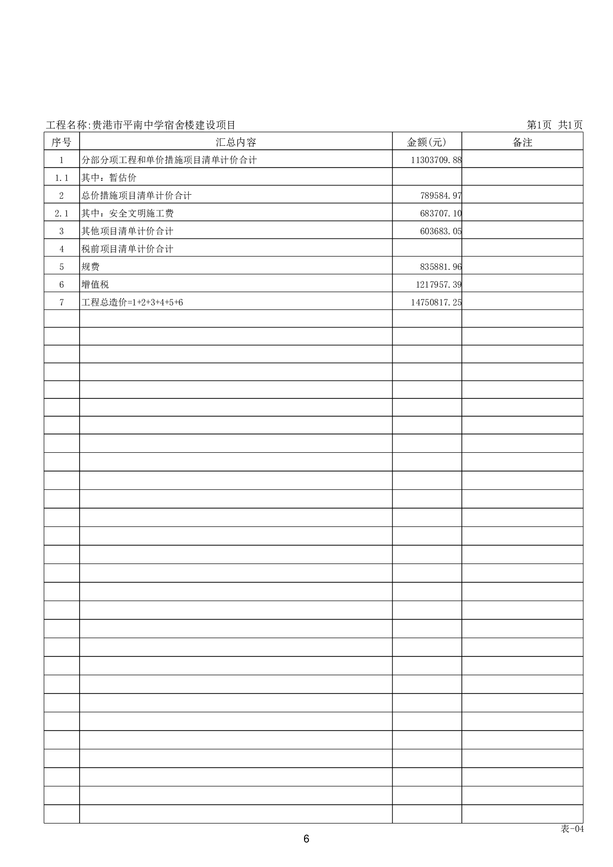 贵港市平南中学宿舍楼建设项目工程 招标控制价-51811字.pdf 第4页