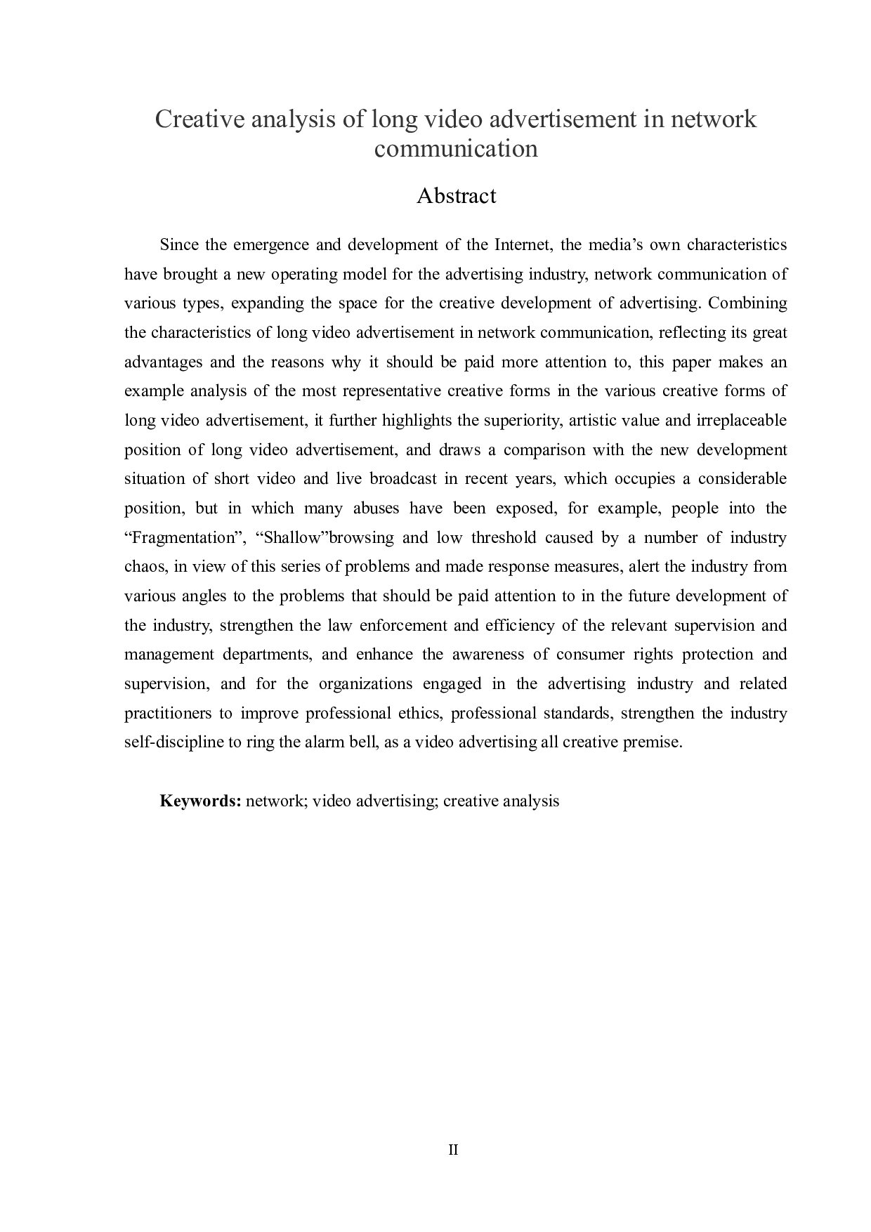 网络传播中的长视频广告创意分析-15997字.docx 第2页