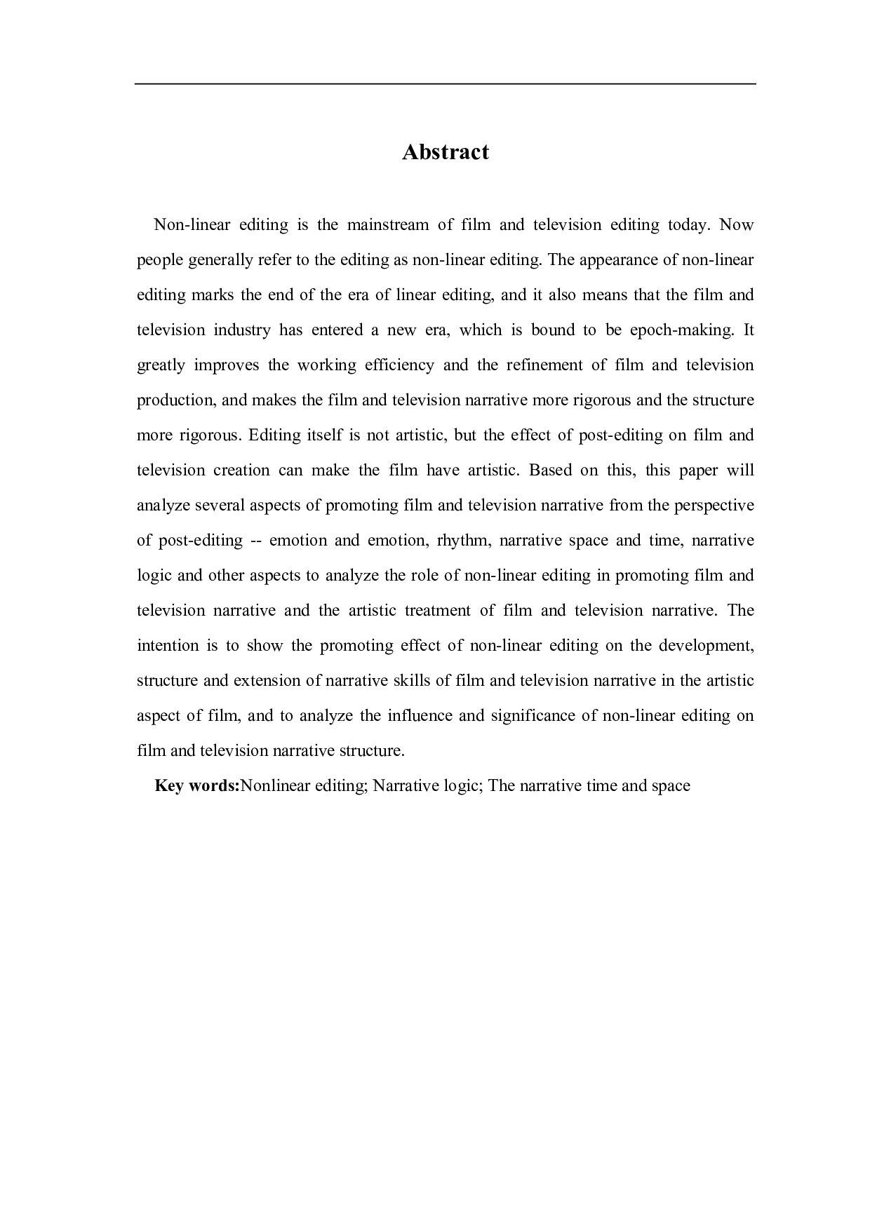 非线性剪辑对影视叙事推动的艺术表现-10478字.pdf 第1页