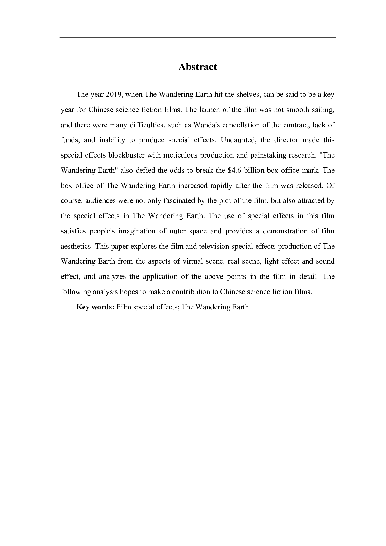 浅析《流浪地球》中影视特效的运用-8034字.pdf 第1页