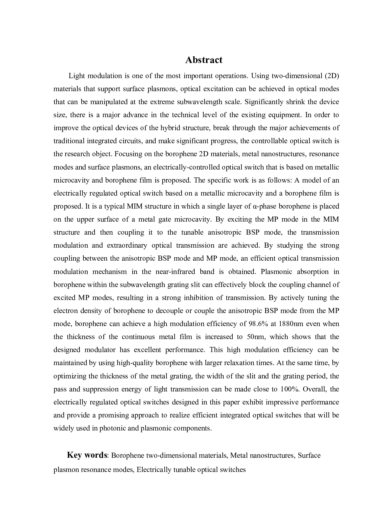 电调控硼烯二维材料纳米结构共振模及开关应用研究-22170字.pdf 第4页