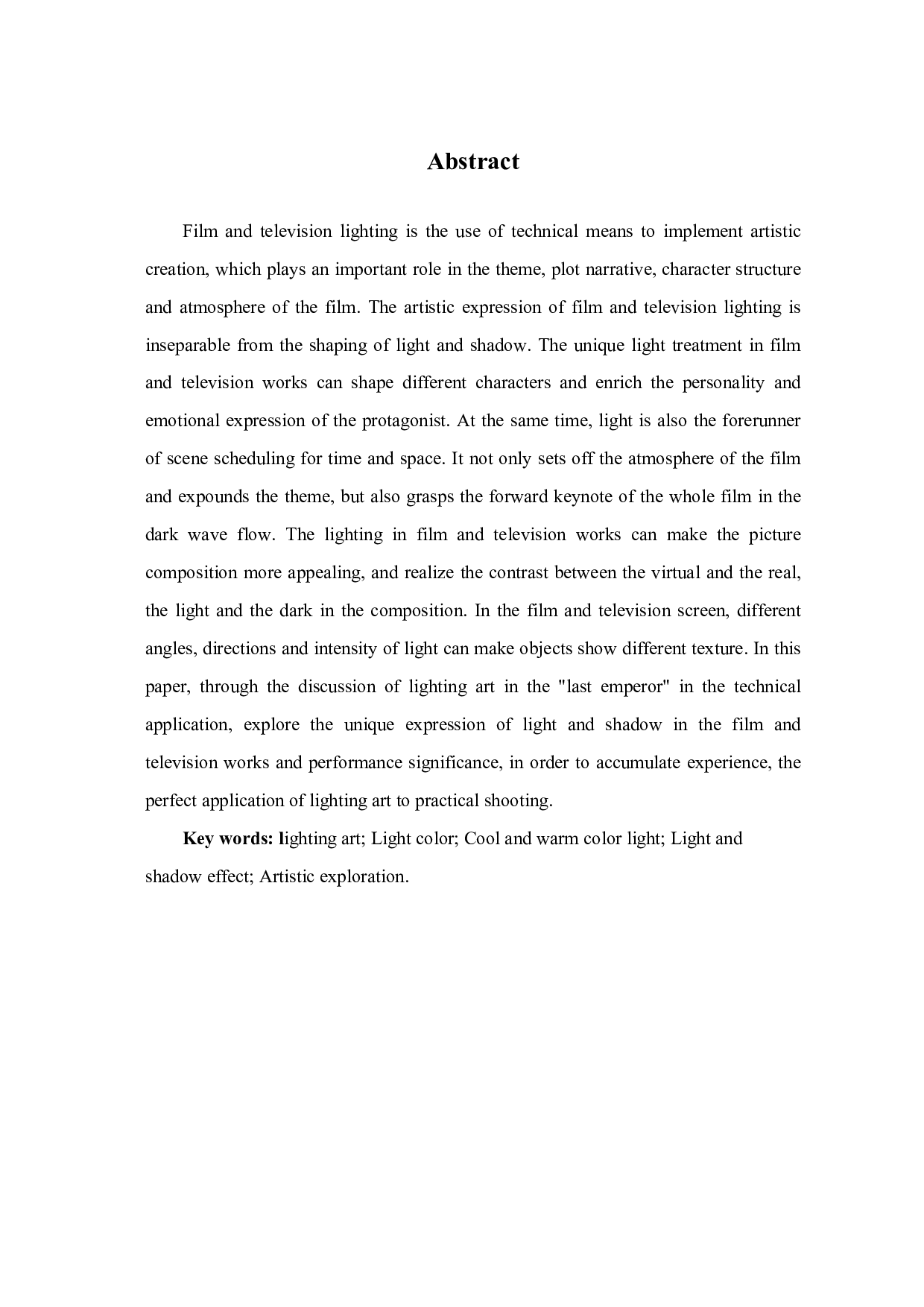 影视照明在《末代皇帝》中的艺术性表达-7109字.pdf 第1页