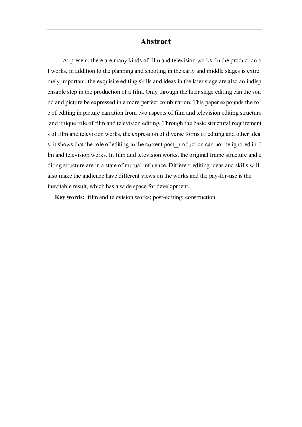 影视剪辑在画面叙事中的作用分析-8891字.pdf 第1页