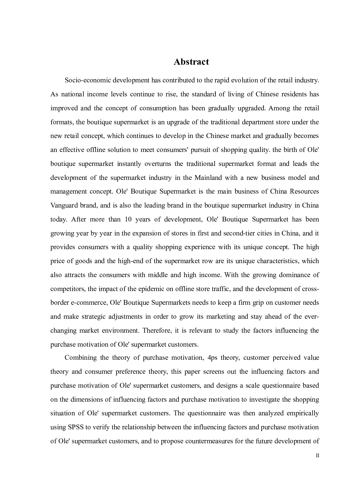 Ole&rsquo;精品超市顾客购买动机影响因素研究-32150字.docx 第3页