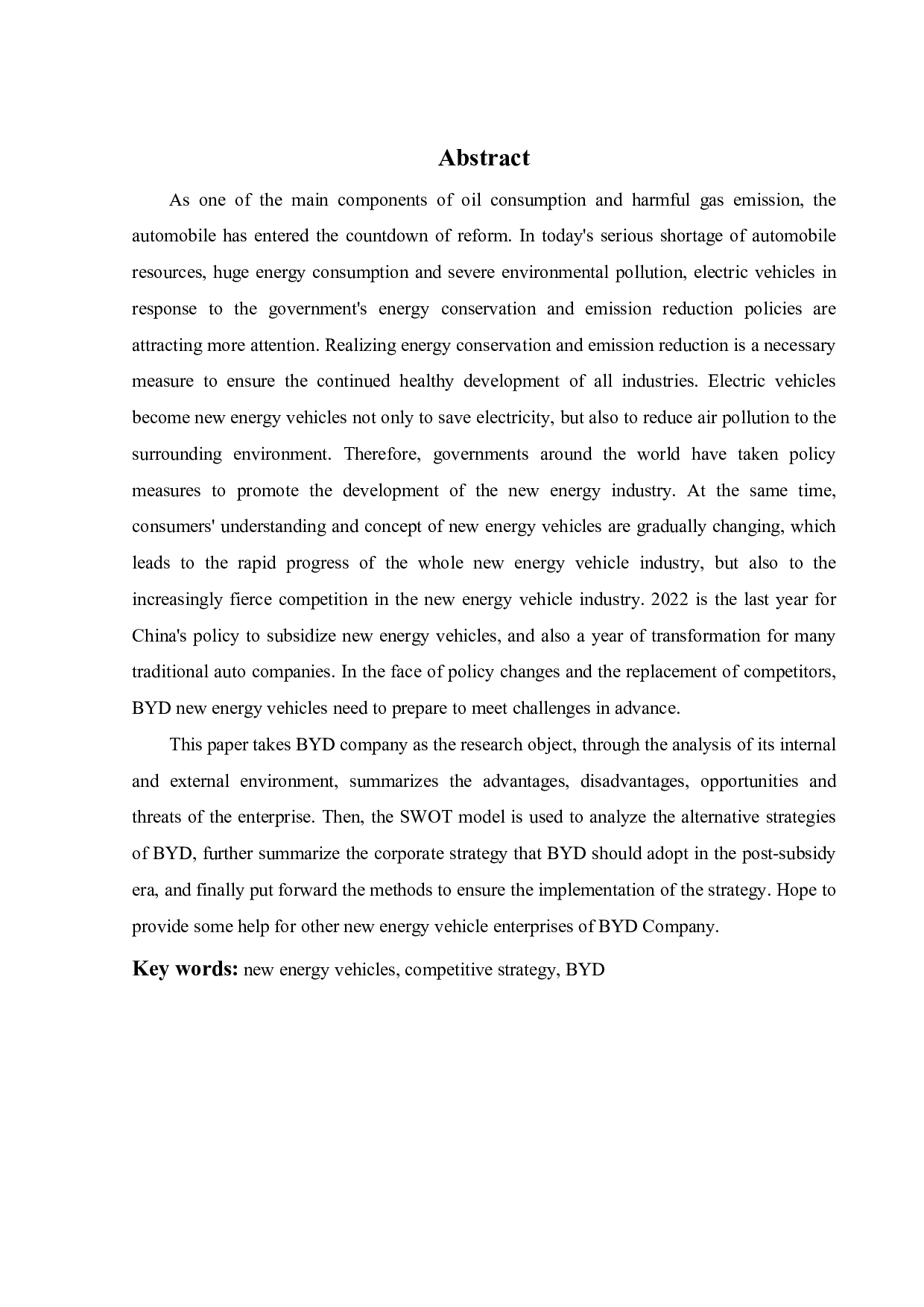 比亚迪在新能源汽车市场上的竞争战略研究-29593字.pdf 第2页