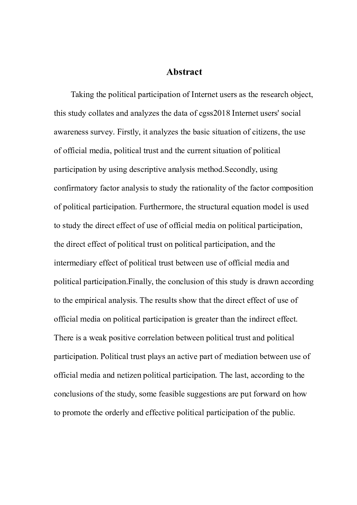 媒体使用、政治信任与政府参与行为研究&mdash;&mdash;基于网民社会意识调查数据的实证分析-15466字.docx 第2页