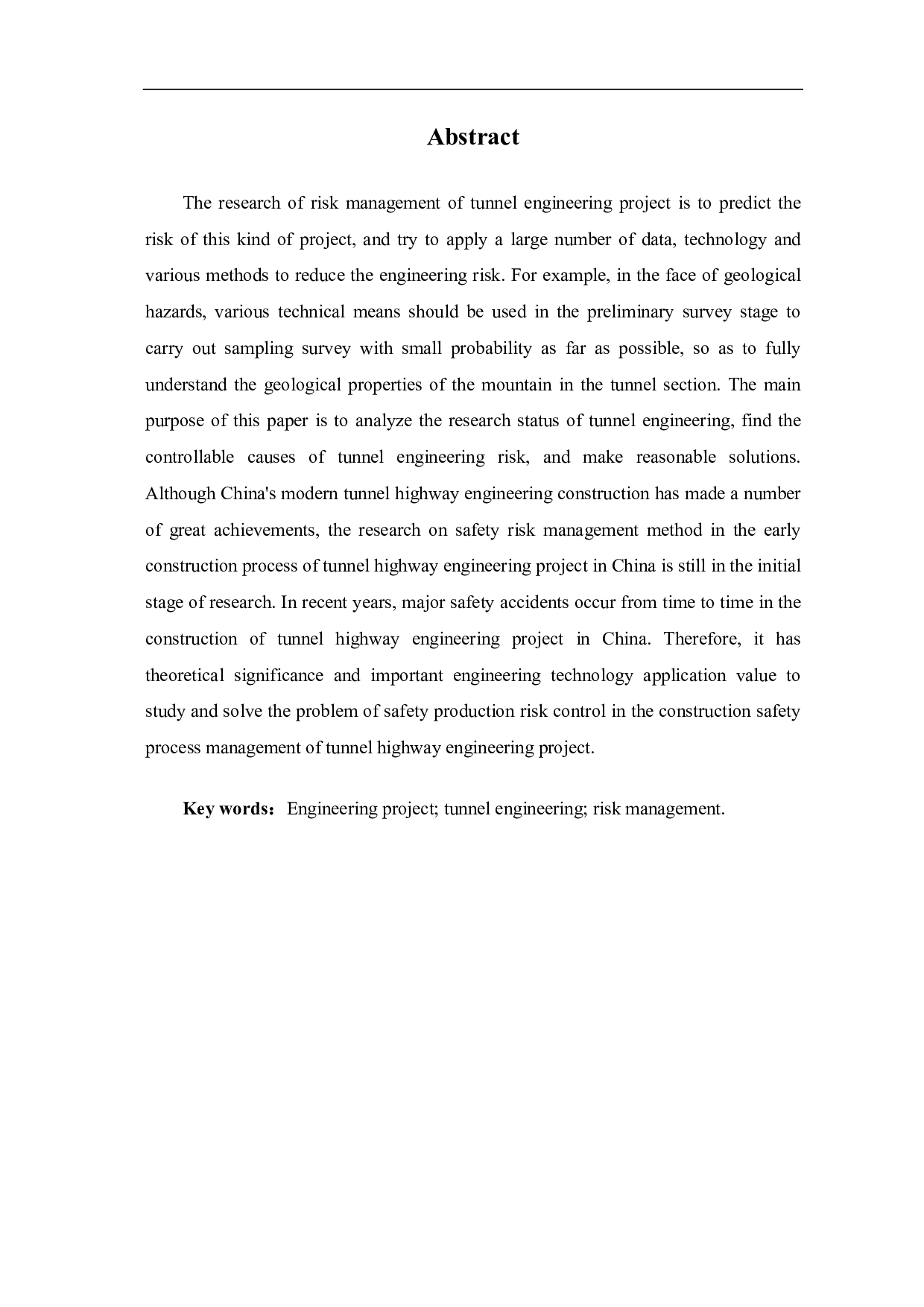 隧道工程项目的风险管理研究-3920字.pdf 第1页
