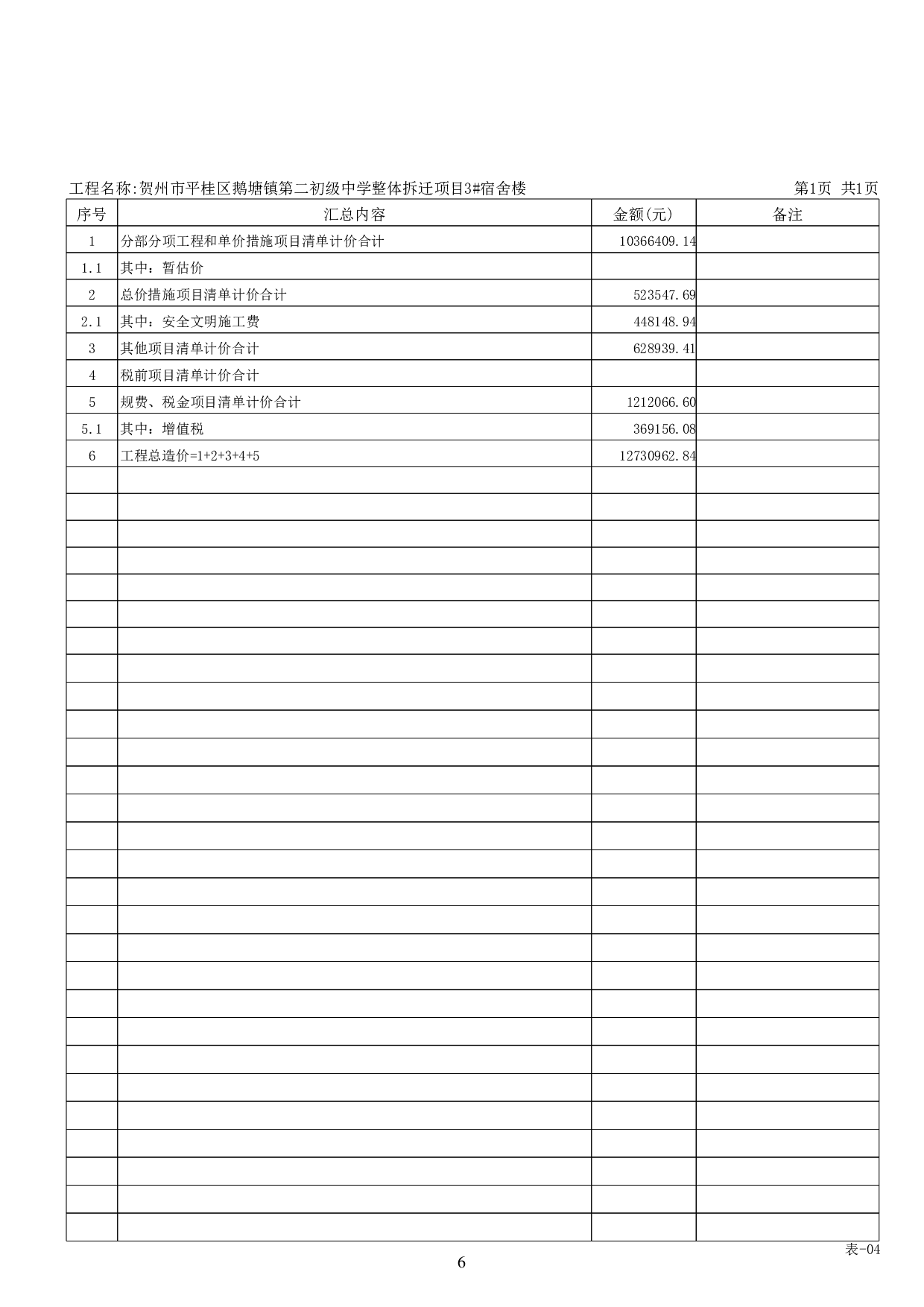 贺州市平桂区鹅塘镇第二初级中学整体拆迁项目3#宿舍楼施工图预算-75072字.pdf 第10页