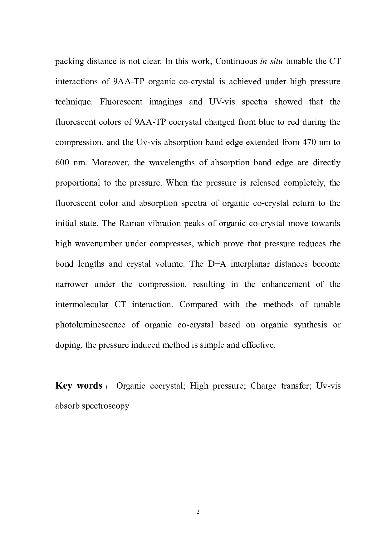 高压调控有机共晶电荷转移光发射特性的光谱研究-6186字.docx 第3页